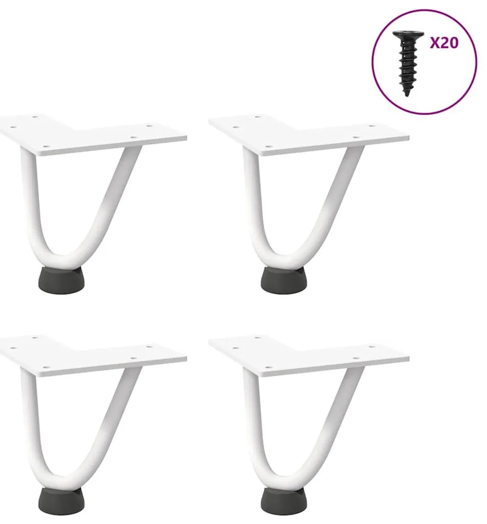 vidaXL Pernas de grampo para mesa de centro 4 peças, branco, 10 cm, aço maciço