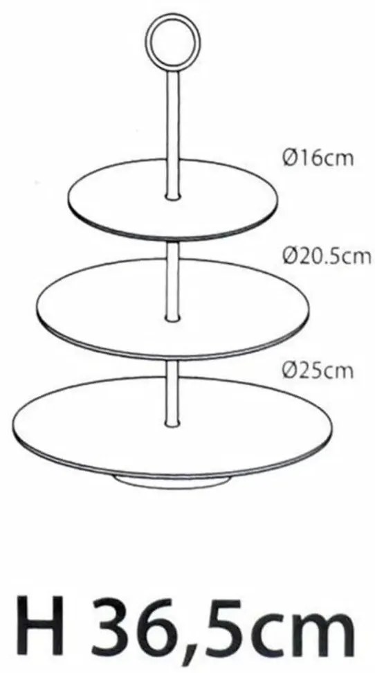 Bandeja de servir 3 níveis 36,5 cm preto mate