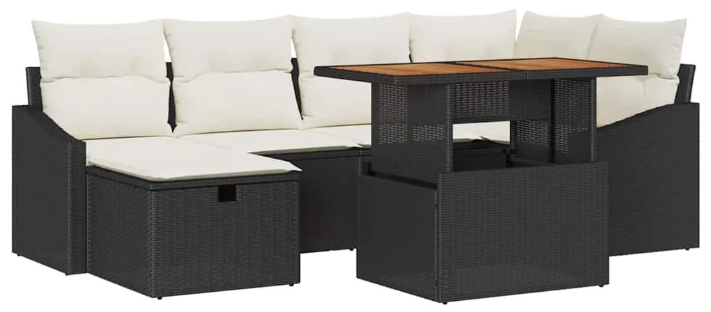 Conjunto de Sofá de Jardim com 7 Peças da , Almofadas em Rattan Sintét