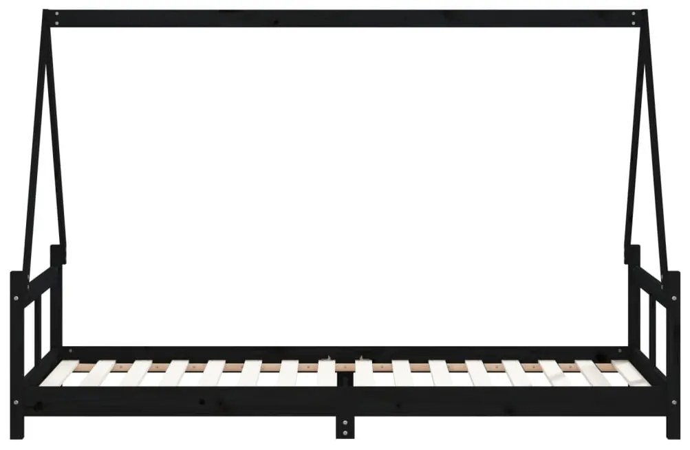 Estrutura de cama infantil 80x200 cm pinho maciço preto