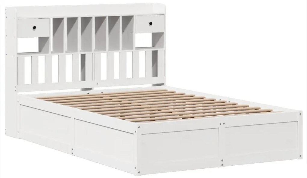 Cama sem colchão 140x190 cm madeira de pinho maciça branco