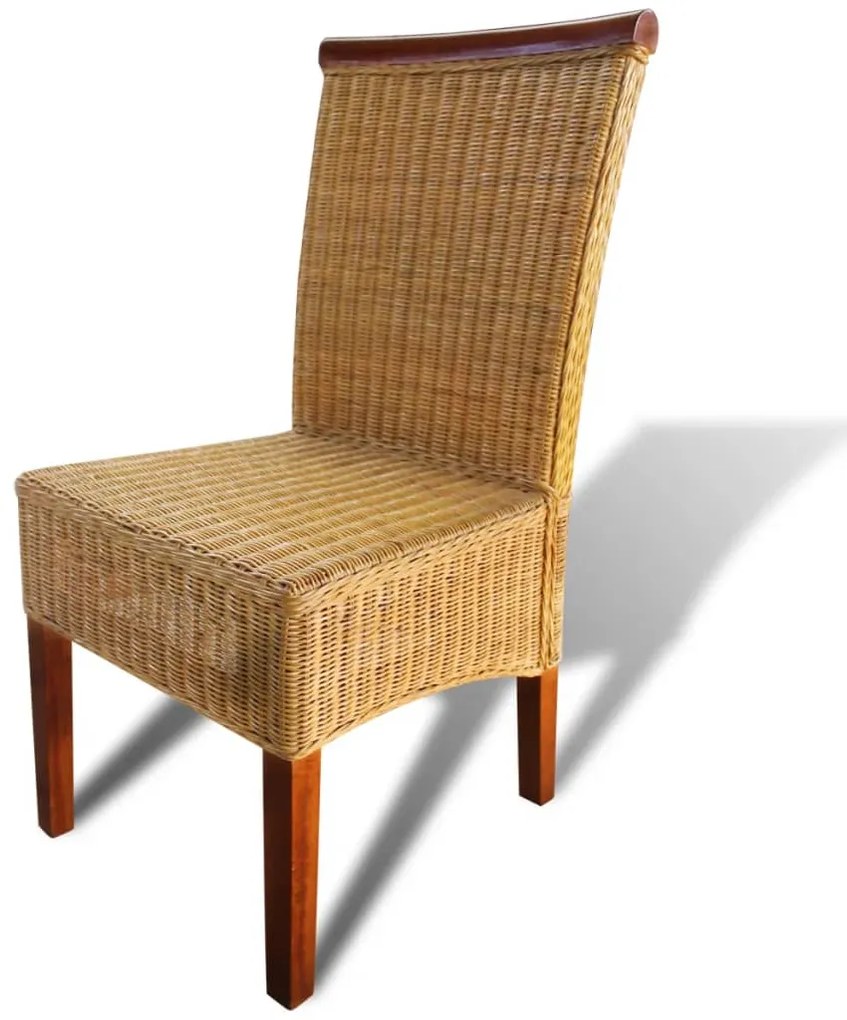 Cadeiras de jantar 2 pcs vime genuíno castanho