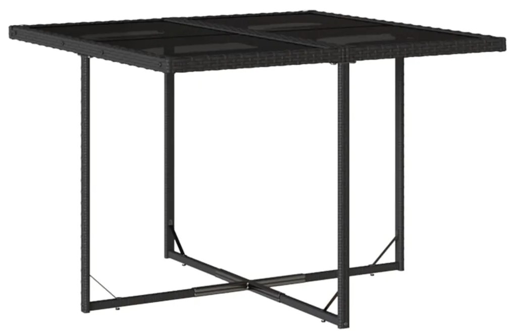 11 pcs conjunto de jantar p/ jardim c/ almofadões vime PE preto