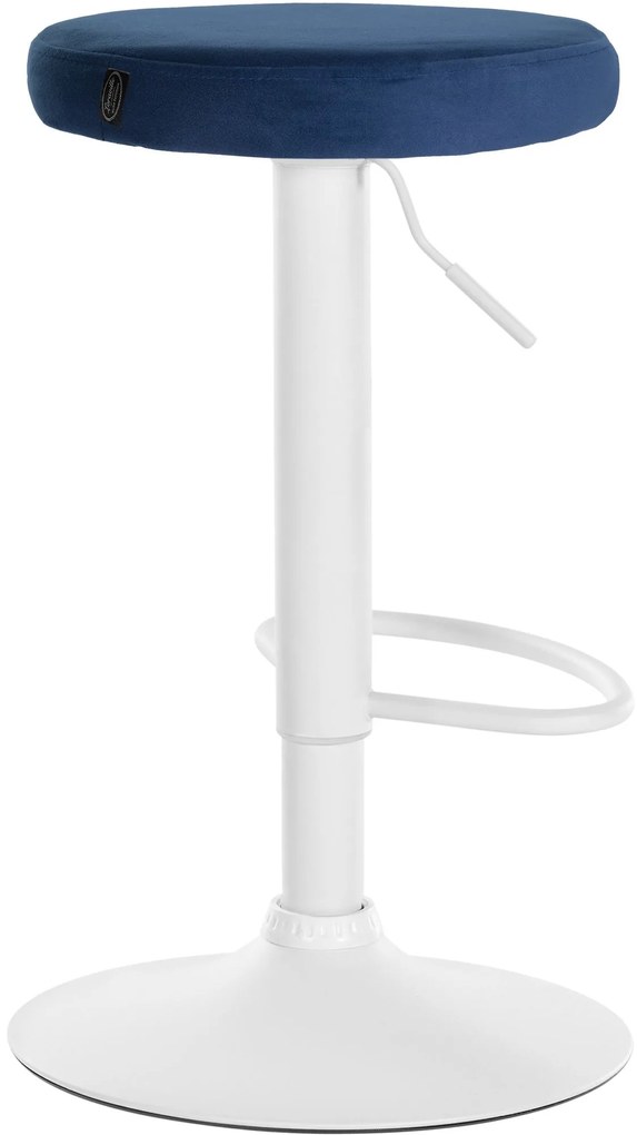 Banco de bar Ponte em veludo e com estrutura branca 38,5 x 60-81 x 38,5 cm Azul