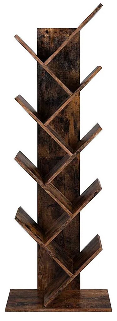 Estante de livros em forma de árvore com 8 prateleiras | VASAGLE | 50 x 25 x 141,5 cm | marrom rústico | LBC11BX.