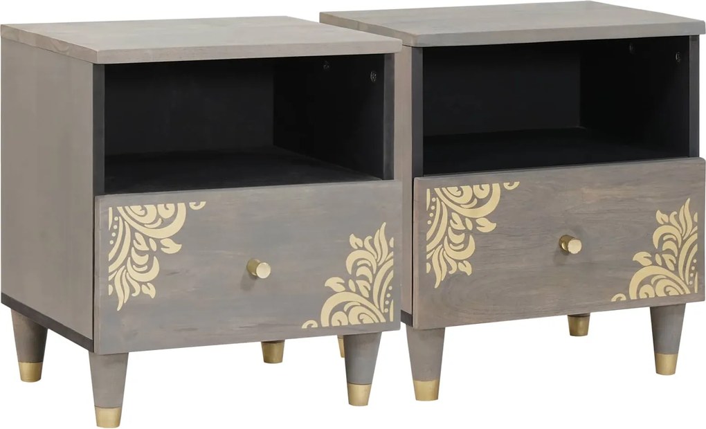 vidaXL Armário de Cabeceira com gaveta 2 pcs Cinzeto 40 x 33 x 46 cm