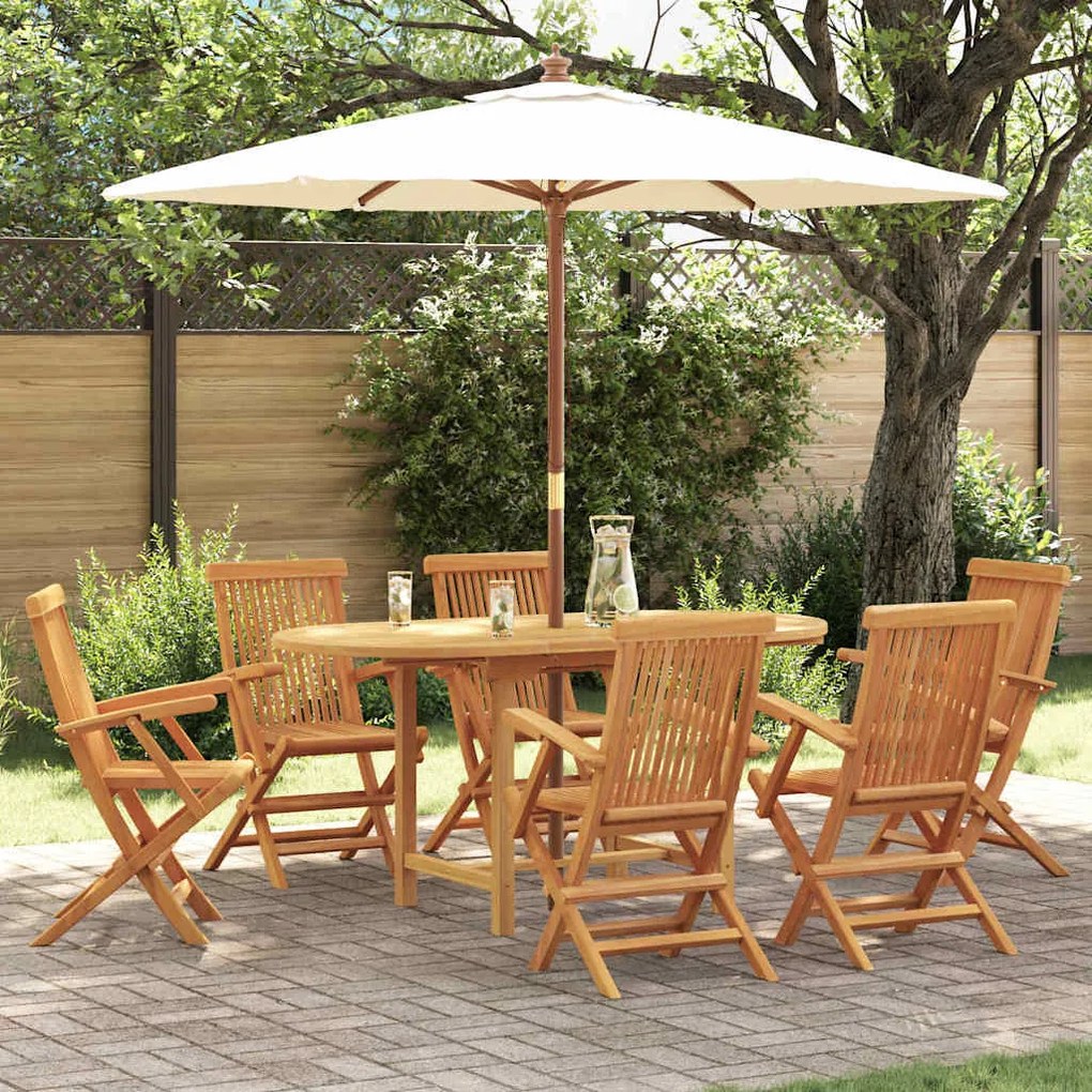 vidaXL Conjunto de Jantar de Jardim com 7 Peças em Madeira de Teca