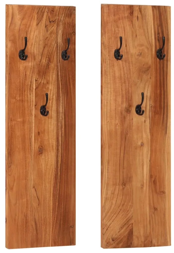 337068 vidaXL Bengaleiros parede 2 pcs 36x3x110 cm madeira de acácia maciça
