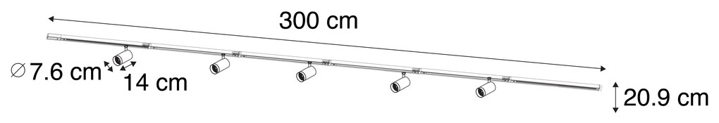 Sistema de Calhas Moderno com 5 Focos Branco Monofásico GU10 70mm - Iconic Jeana Luxe