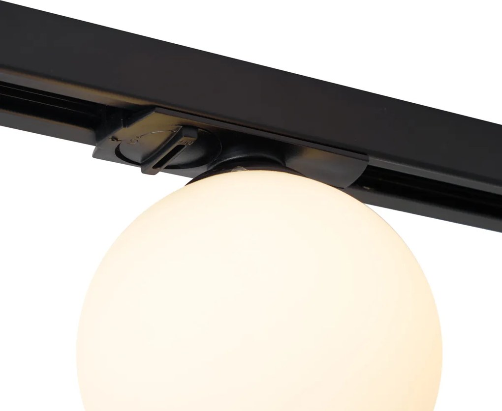 Sistema de iluminação de trilho moderno preto com 2 focos e 3 luzes pendentes monofásico - Slimline Eira