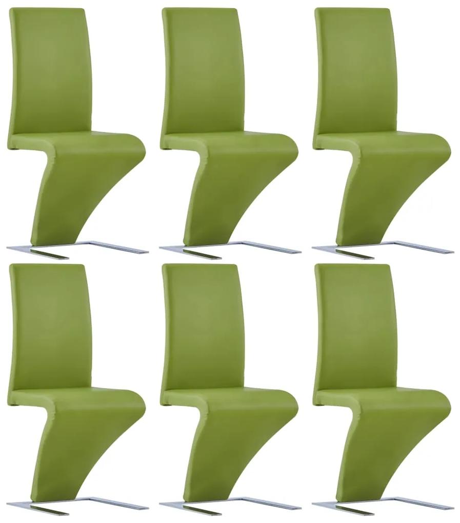 Cadeiras de jantar em ziguezague 6 pcs couro artificial verde