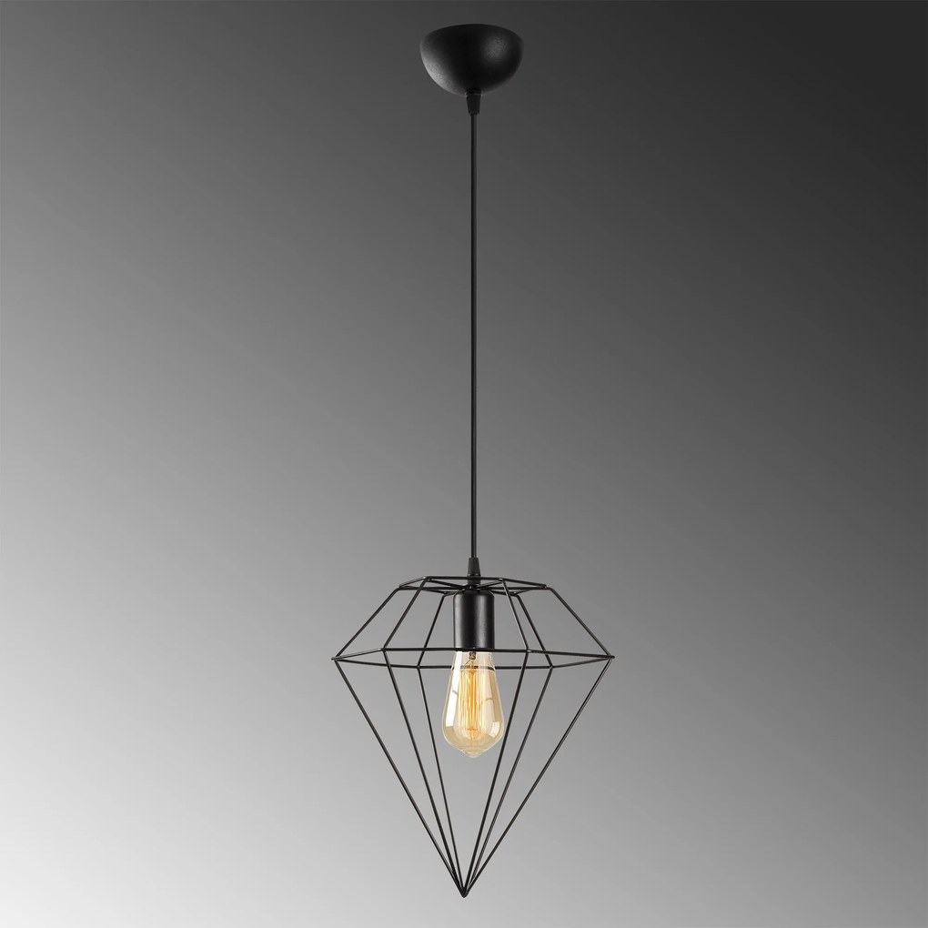 Candeeiro Suspenso Elmas – Preto – 30 x 30 cm