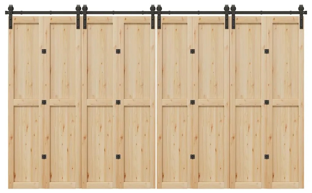 Kit de ferragens para porta deslizante 366 cm aço preto