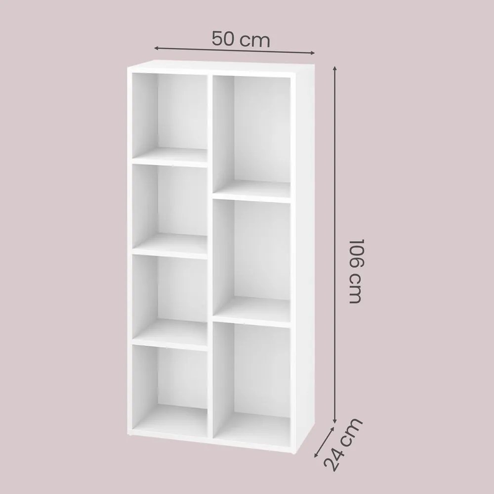 Estante com 7 compartimentos 24,5 x 50,5 x 106,5 cm branco