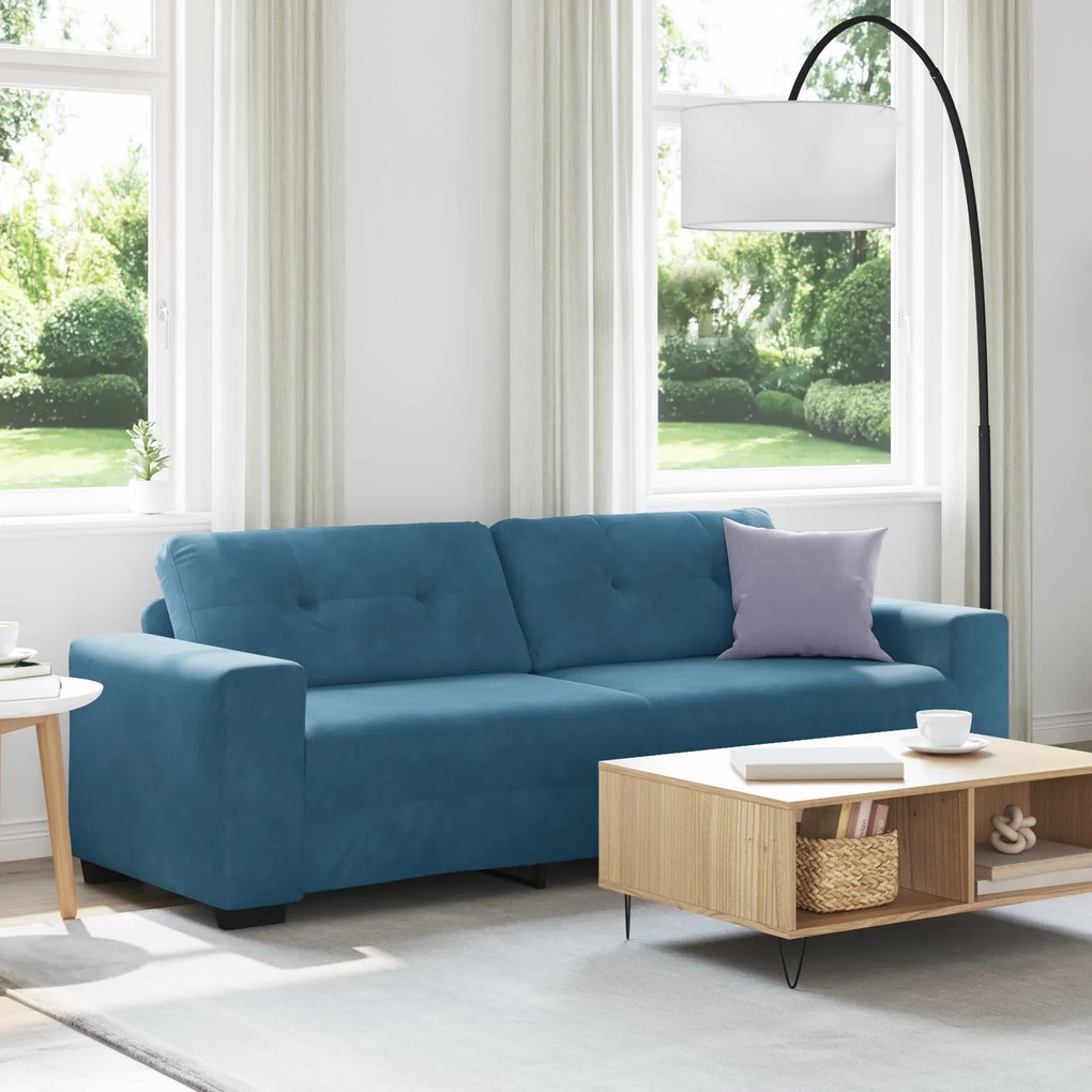 Sofá de 3 Lugares vidaXL Azul 180 cm em Veludo