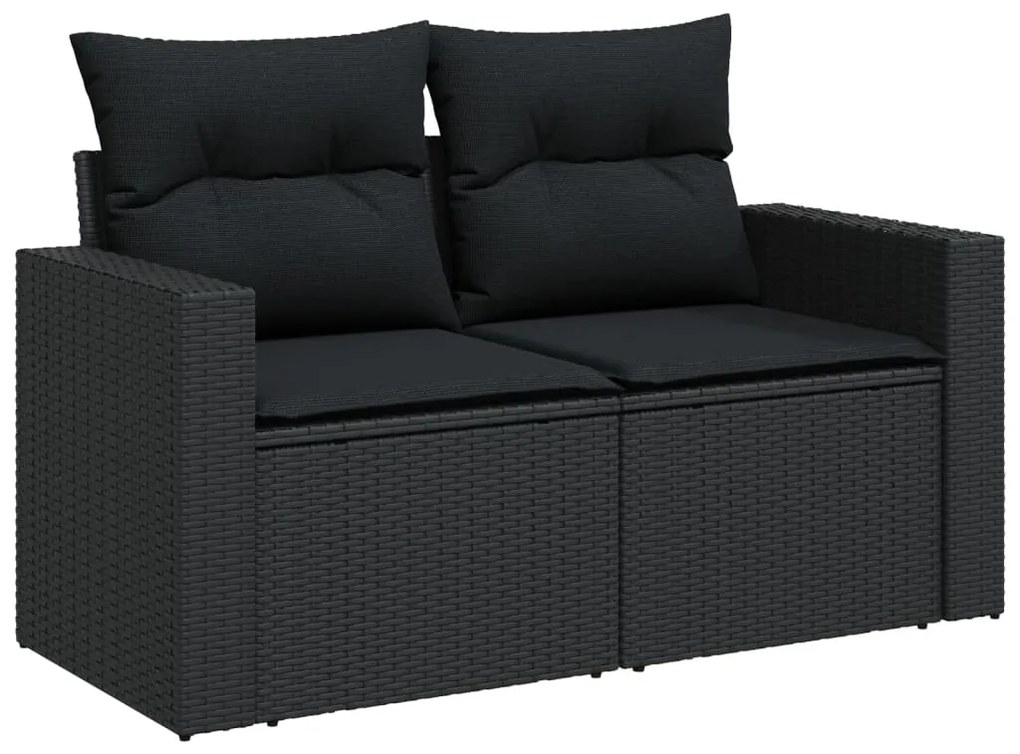13 pcs conjunto de sofás de jardim com almofadões vime PE preto