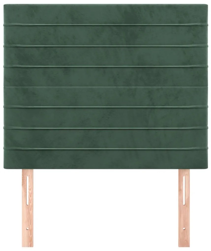 Cabeceira de cama 2 pcs veludo 100x5x78/88 cm verde-escuro