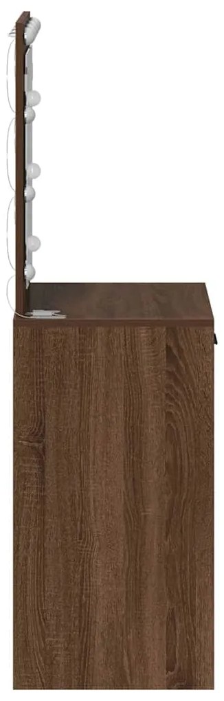 Mesa de Maquiagem vidaXL com Luzes LED Castanho Carvalho 50x41x135 cm
