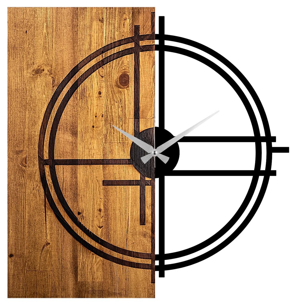 Relógio de Parede Decorativo Mas-038 – Noz Claro e Preto – 56 x 3 x 58