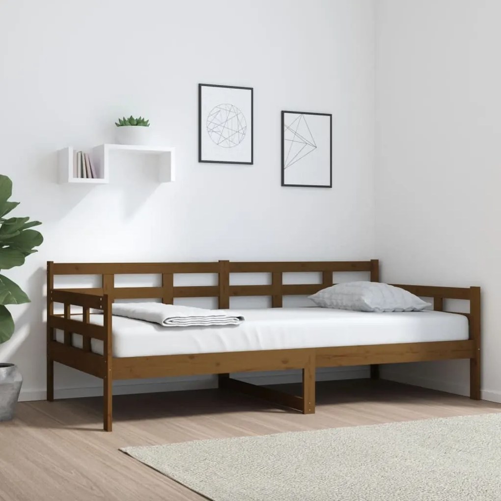 820370 vidaXL Sofá-cama 90x190 cm madeira de pinho maciça castanho mel