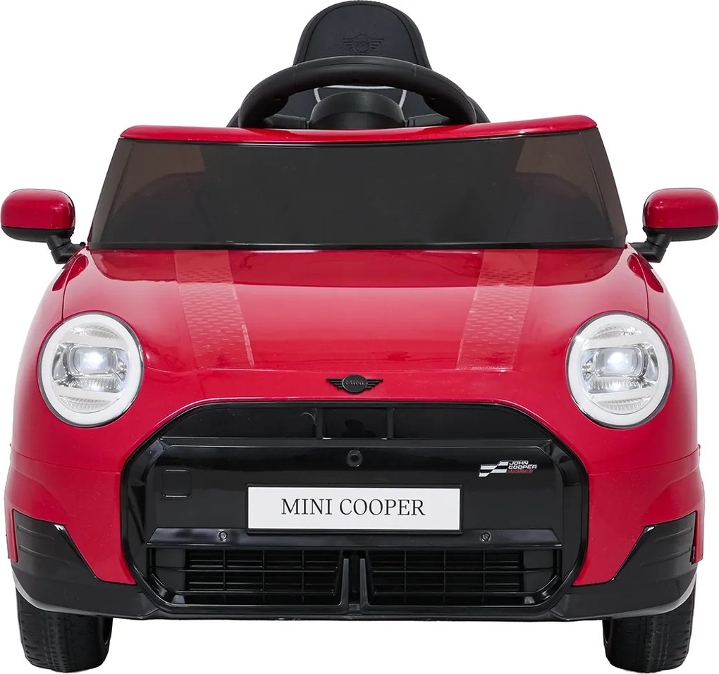 Carro elétrico para Crianças Mini Cooper 12V, Rodas Eva, Assento Couro ecológico Vermelho