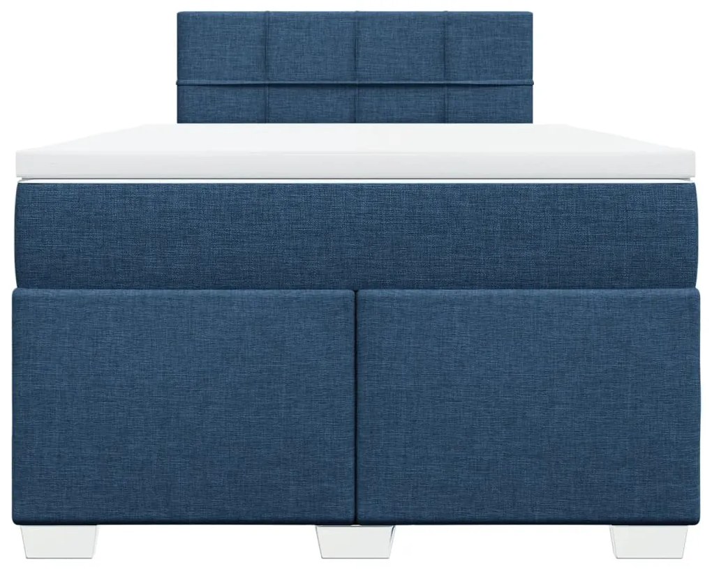 Cama boxspring com colchão 120x190 cm tecido azul