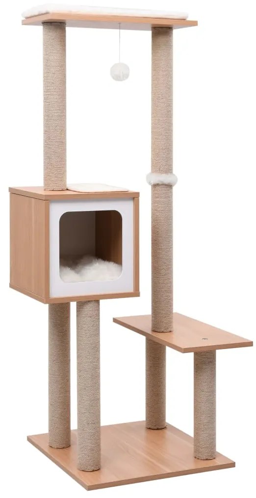 vidaXL Árvore para gatos c/ tapete arranhador sisal 129 cm