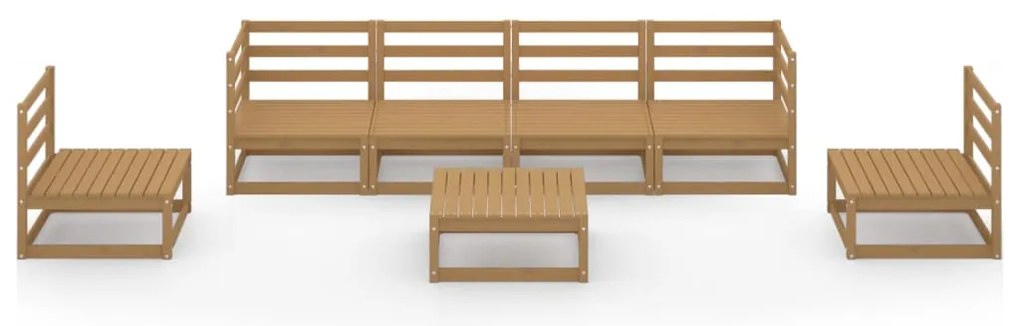 7 pcs conjunto lounge de jardim pinho maciço castanho mel