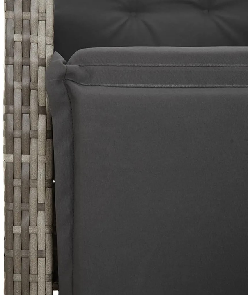 5 pcs conjunto de jantar p/ jardim c/ almofadões vime PE cinza