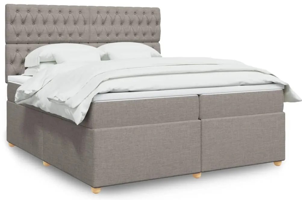 Cama com molas/colchão 200x200 cm tecido castanho-acinzentado