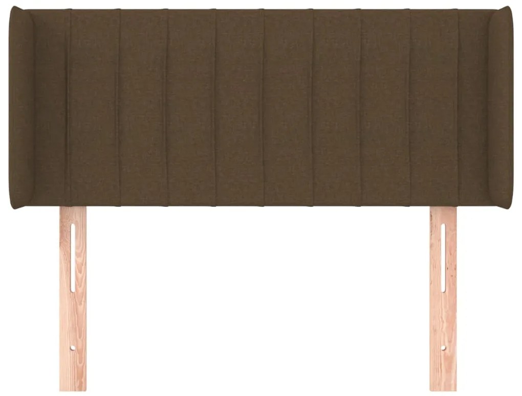 Cabeceira de cama c/ abas tecido 93x16x78/88 cm castanho-escuro