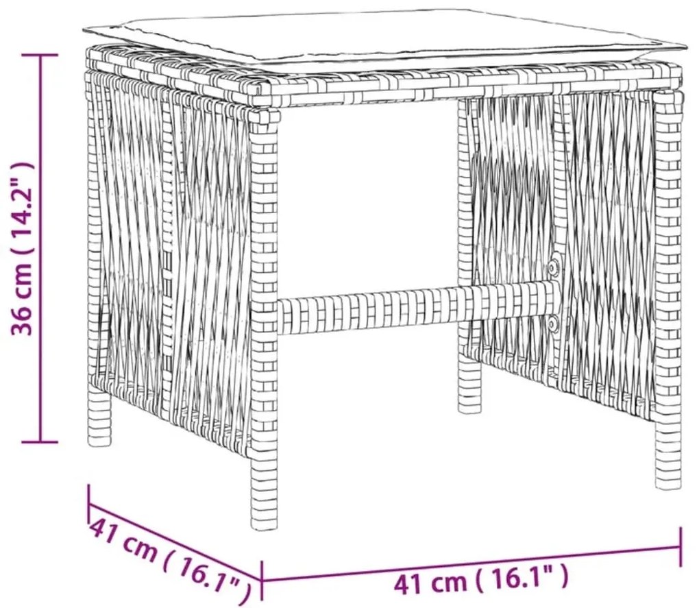 Bancos jardim almofadões 4 pcs 41x41x36 cm vime PE mistura bege