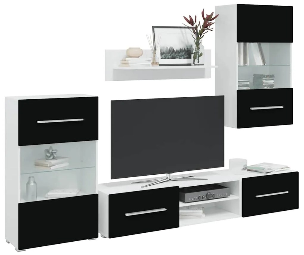 Conjunto de Móveis Luana para Sala - Preto - Design Moderno