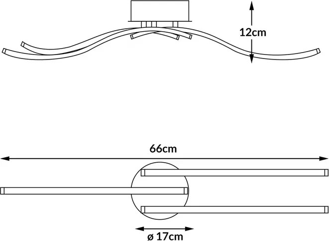 Candeeiro de teto LED Tripple bolge com 3 lâmpadas 66 x 38 x 17 cm Prateado