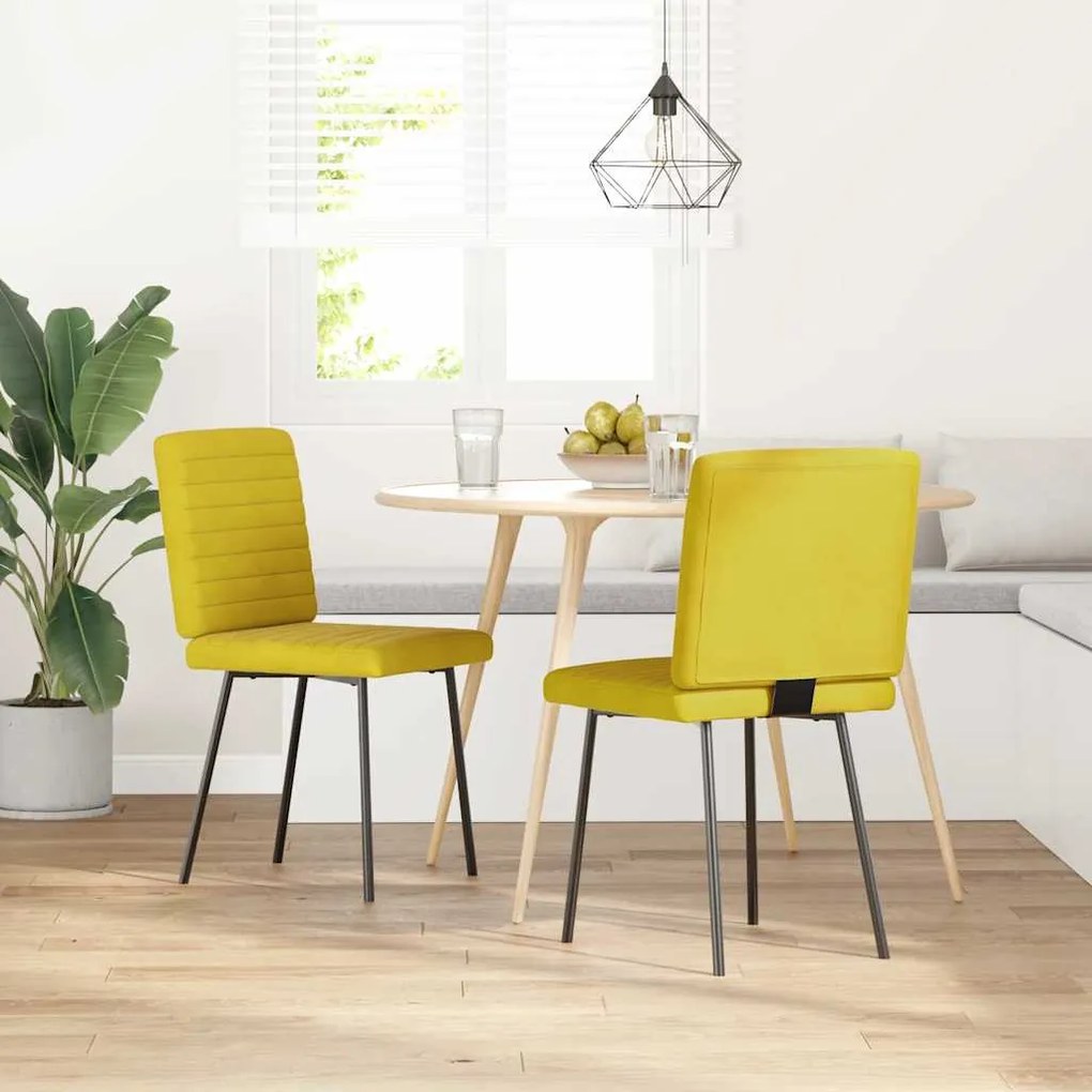 Cadeiras de jantar 2 pcs veludo amarelo