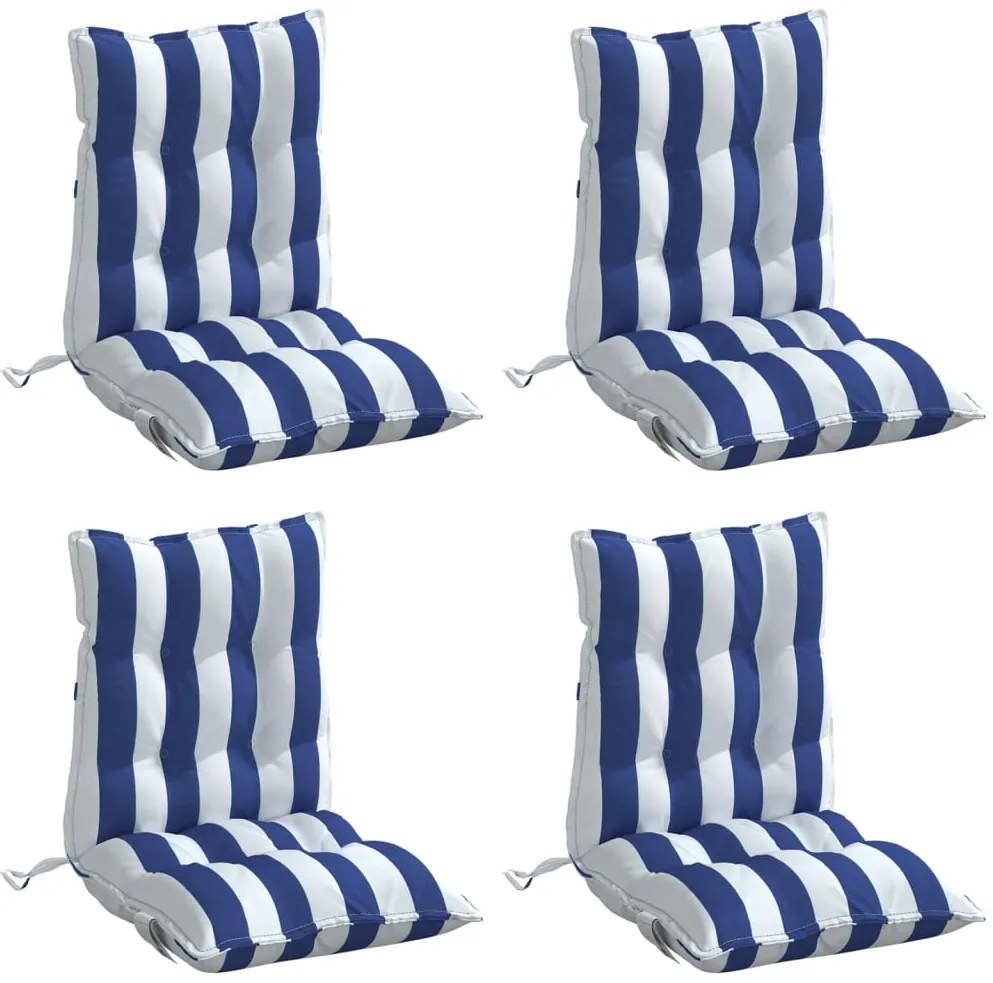 Almofadões cadeira encosto baixo 4pcs tecido oxford azul/branco