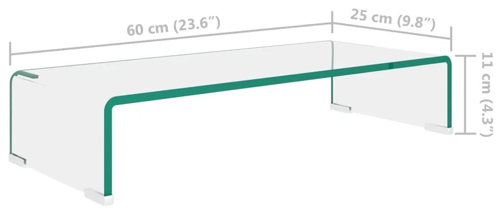 Suporte de TV/monitores em vidro transparente 60x25x11 cm