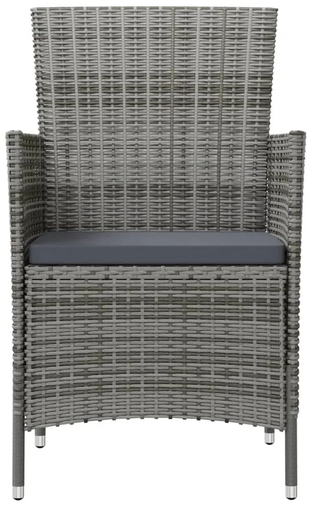 Conjunto jantar p/ exterior com almofadões 3 pcs vime cinzento