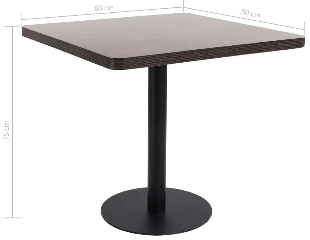 Mesa bistrô 80x80 cm MDF castanho-escuro
