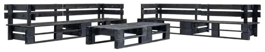vidaXL Sofás de paletes para jardim 6 pcs madeira preto