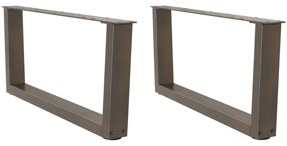 vidaXL Pés para mesa de centro em formato de V, 2 peças, aço natural, 70x(30-31,3) cm, aço