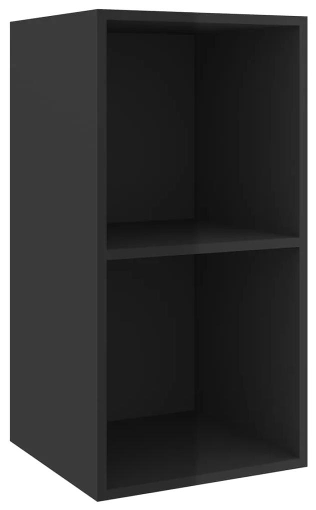 Armário parede p/ TV 37x37x72 cm deriv. madeira preto brilhante