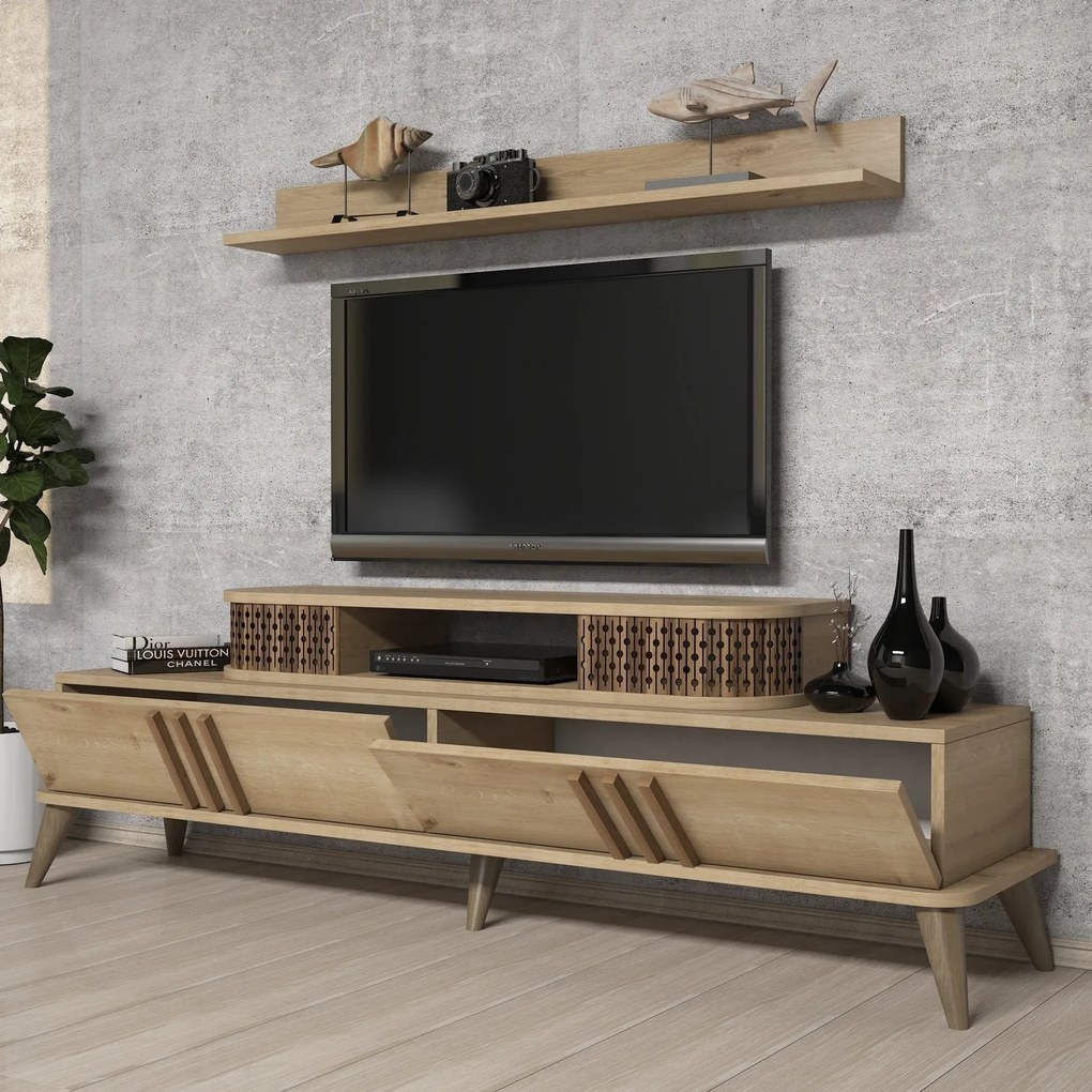Conjunto de Mobiliário de Sala de Estar Eylül – Carvalho – Medidas Var