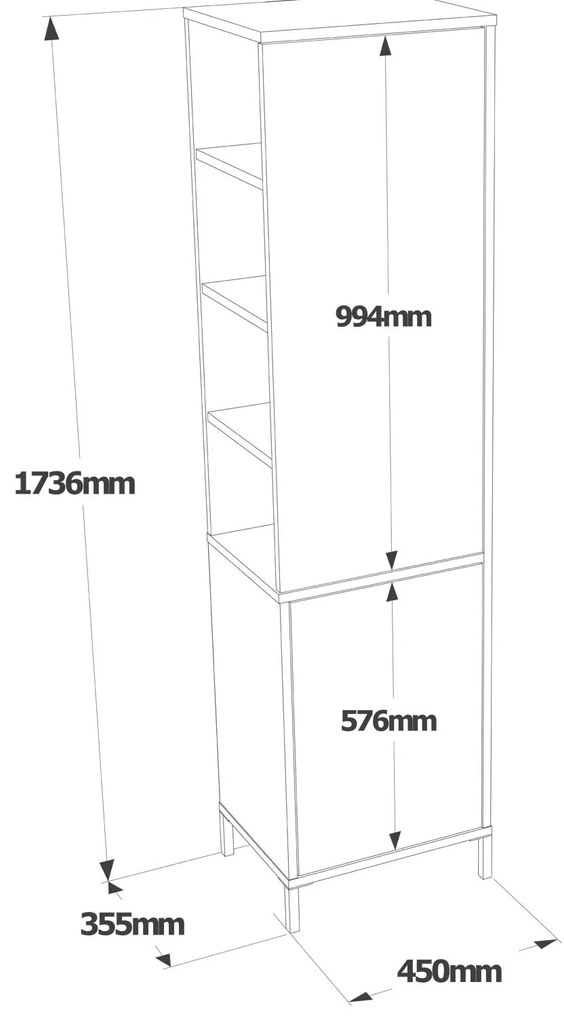 Armário Multiuso VI1 – Branco – 45 cm x 173,6 cm x 35,5 cm