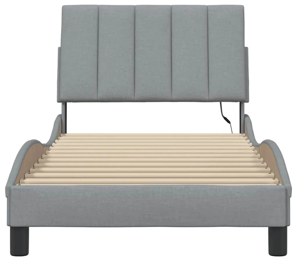 Estrutura de cama sem colchão 90x190 cm tecido cinzento-claro