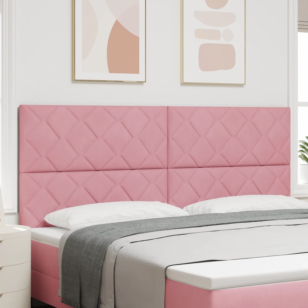 Cabeceira Design de Diamantes Rosa 200 cm Veludo
