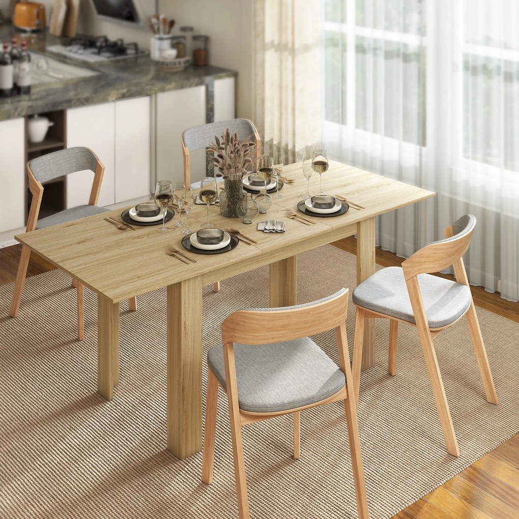 Mesa de jantar extensível, mesa de cozinha (CADEIRAS NÃO INCLUIDAS) retangular, para 6-8 pessoas, 140-180 x 80 cm, efeito de madeira natural