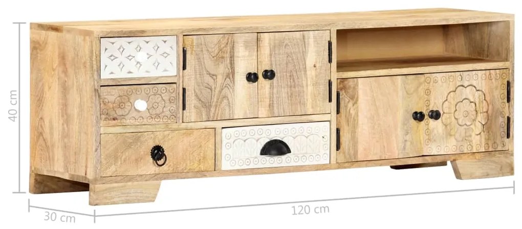 Móvel de TV 120x30x40 cm madeira de mangueira maciça