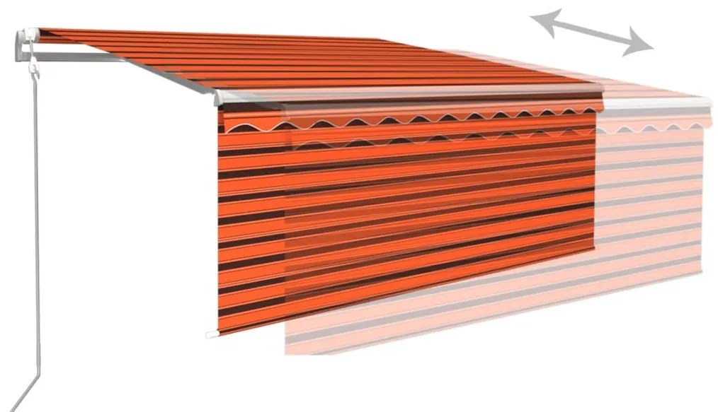 Toldo retrátil automático com estore 3,5x2,5 m laranja/castanho