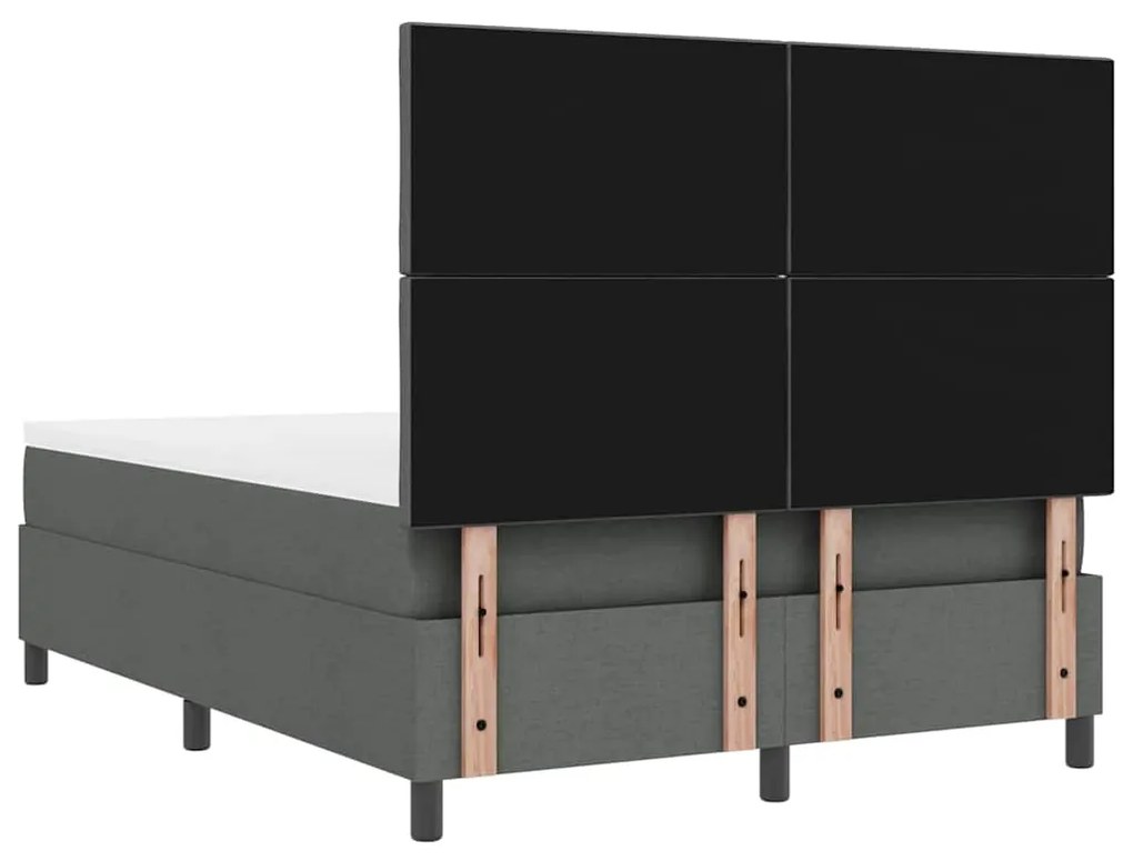 Cama com Estrado e Colchão com Luz LED em Cinza Escuro, 140 x 190 cm,